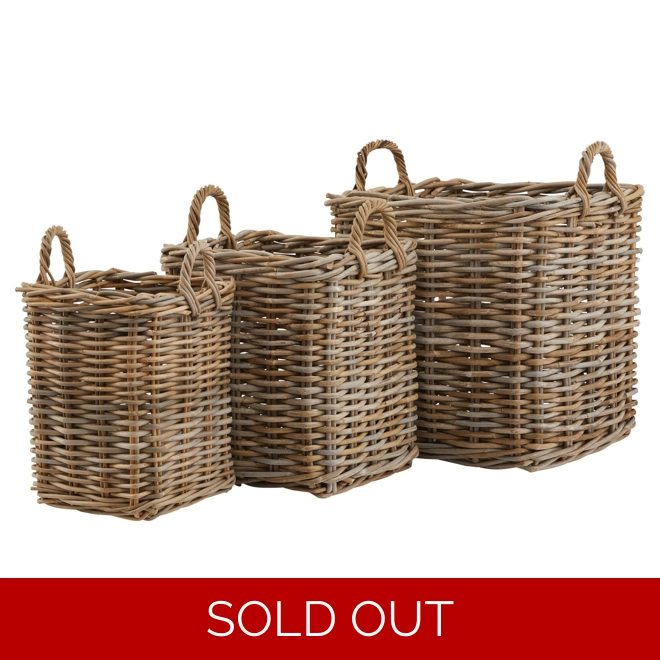 product Image for Set of 3 Kubu Rattan Square Storage Baskets